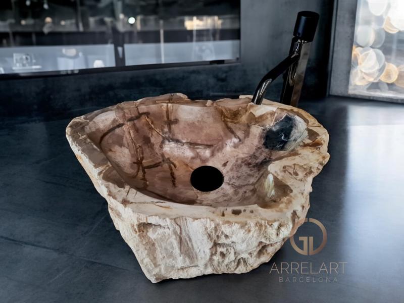 LAVABO DE MADERA FOSILIZADA NEGARA