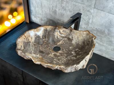 LAVABO DE MADERA FOSILIZADA PARDUS