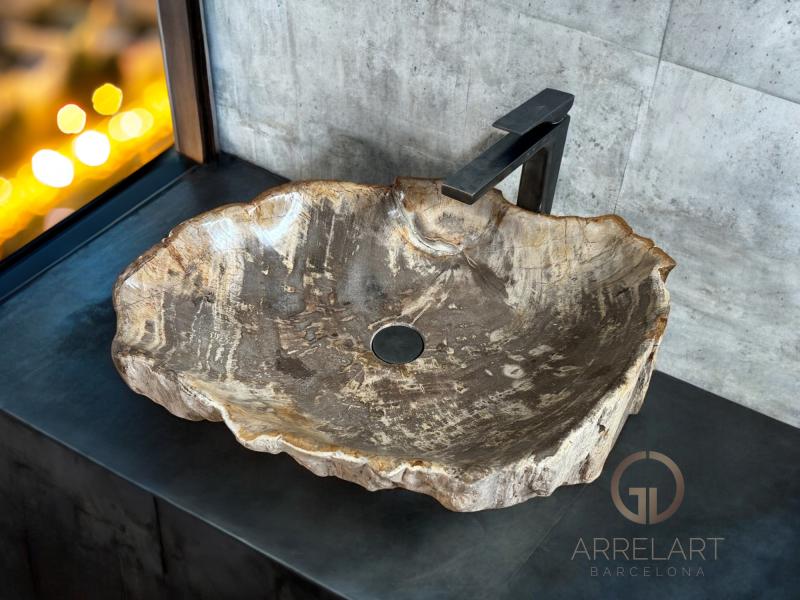 FOSSILIZED WOODEN WASHBASIN PARDUS