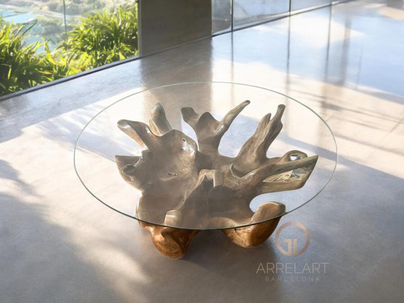 ROOT COFFEE TABLE WITH GLASS MONTREUX