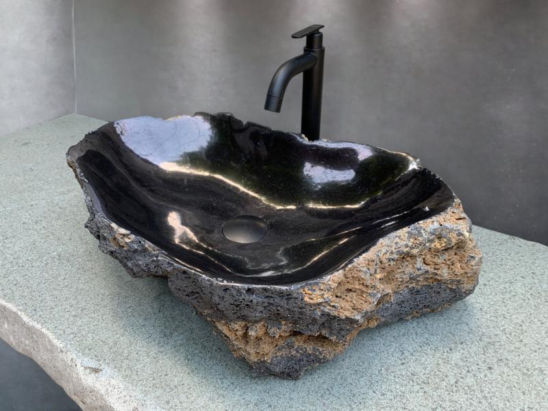 LAVABO NEGRO Y GRIS DE PIEDRA DIDIER