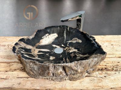 WASHBECKEN AUS VERSTEINERTEM HOLZ JOIA