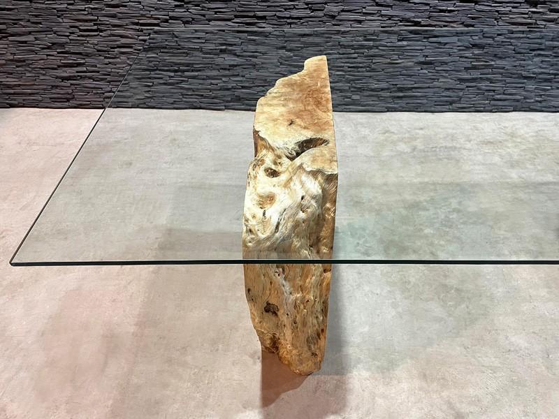 TABLE À MANGER EN BOIS ET VERRE LUA