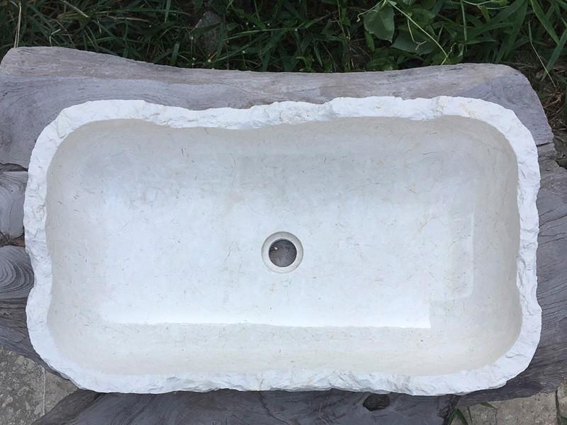 WHITE RECTANGULAR MARBLE WASHBASIN LUGANO